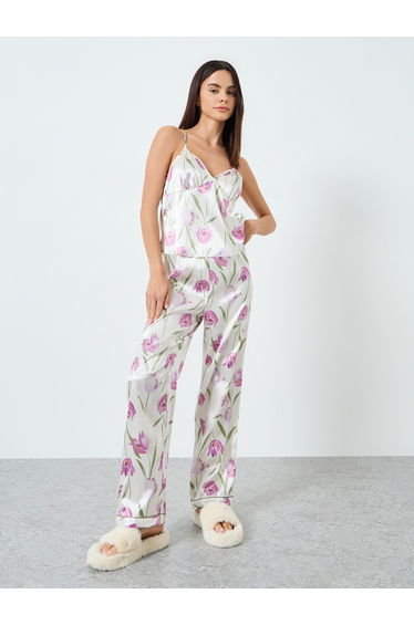 Women Floral Printed Cami Top and Pyjama Set