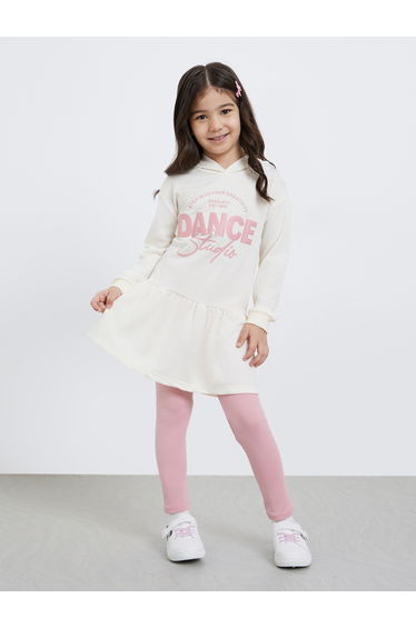 Girls Printed Hoodie Dress and Leggings Set