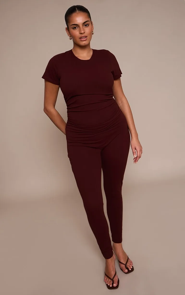 Plus Chocolate Sculpt Ruched Side Jumpsuit