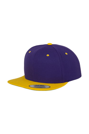 Yupoong Mens The Classic Premium Snapback 2-Tone Cap - Purple/Gold
