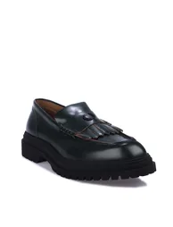 حذاء لوفر رجالي جلد لون أخضر - 1