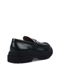 حذاء لوفر رجالي جلد لون أخضر - 2