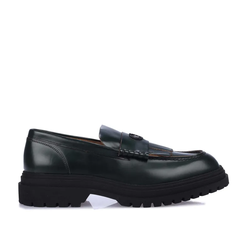 حذاء لوفر رجالي جلد لون أخضر