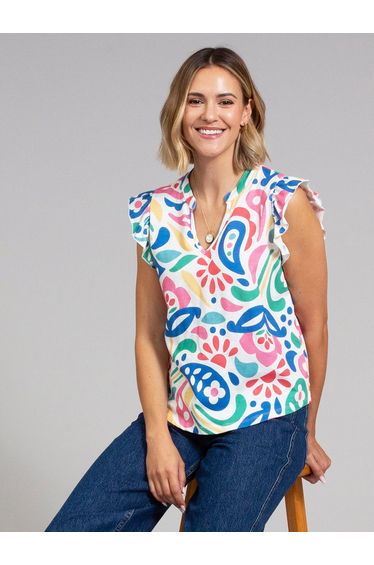 Bramblecombe Slub Jersey Top Paisley Power