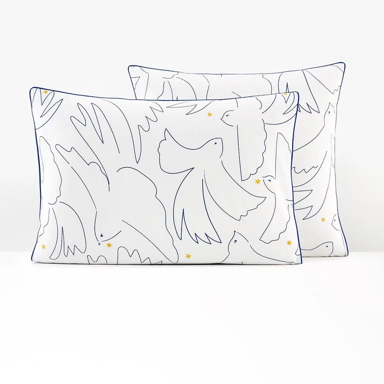 Pomaline Artistic Dove 100% Cotton Percale 200 Thread Count Pillowcase