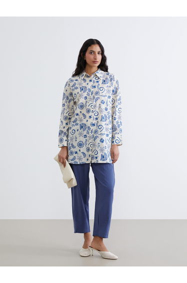 Patterned Oversized Women's Shirt Tunic