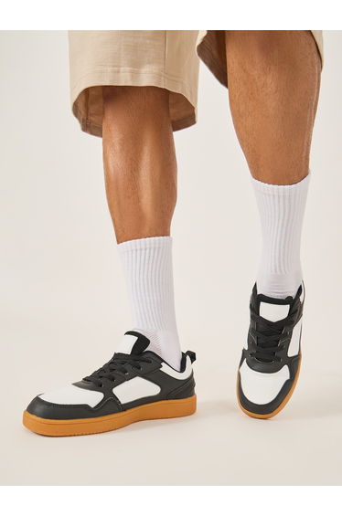 Color Block Platform Sole Lace Up Sneakers