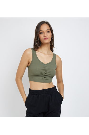 Ardene basic center ruched ultra crop tank