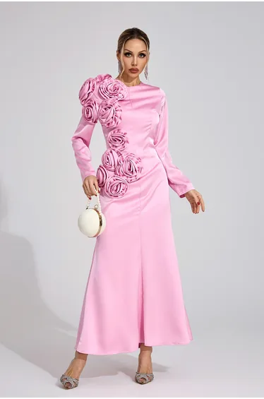 Plex Pink Floral Maxi Dress