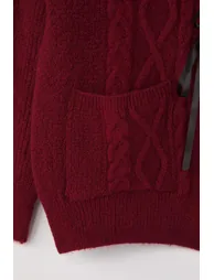 Burgundy Ribbon/Bow Detailed Knitwear Cardigan - 2