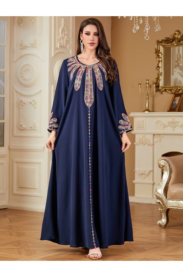 Women Sequin Panel Long Sleeve Jalabiya