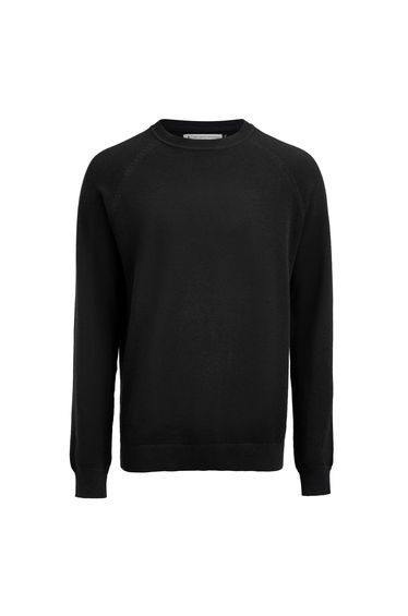 James Harvest Mens Ashland Knitted Raglan Sweatshirt - Black