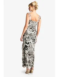 Animal Mix Mesh Ruffle Maxi Dress - 1