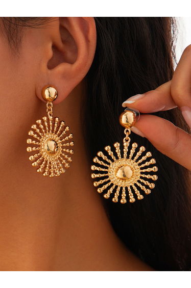 Gold Sunflower Dangle Earrings