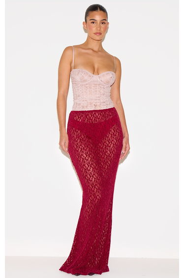 Mushroom Lace Spaghetti Strap Long Corset