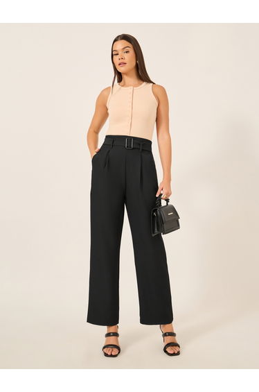 High Rise Tapered Fit Belted Pants
