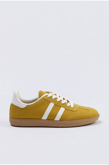 Yellow Retro Lace-Up Women's Sneakers