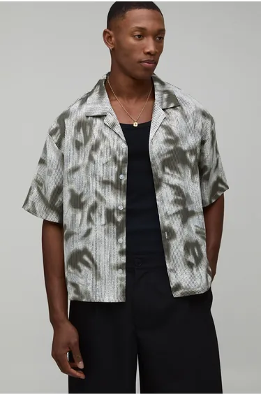 Oversized Boxy Trippy Print Shirt