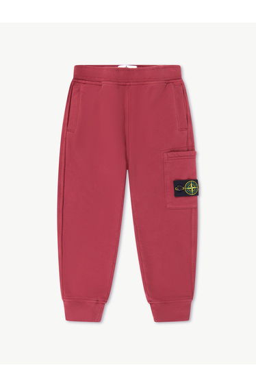 Stone Island Boys Brushed Cotton Fleece Joggers in Red