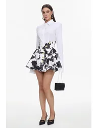 Eithne Long Sleeve Printing Mini Two-Piece Set - 9
