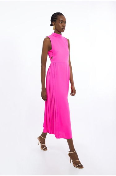 Petite Soft Tailored Pleated Panel Midaxi Dress