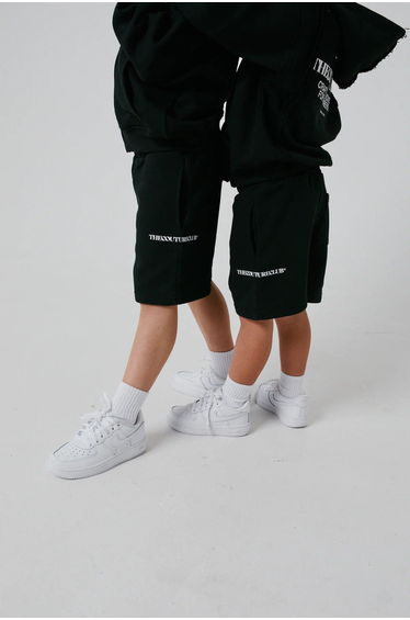 Kids Raw Seam Shorts in Black