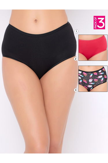 Pack of 3 - High Rise Hipster Briefs