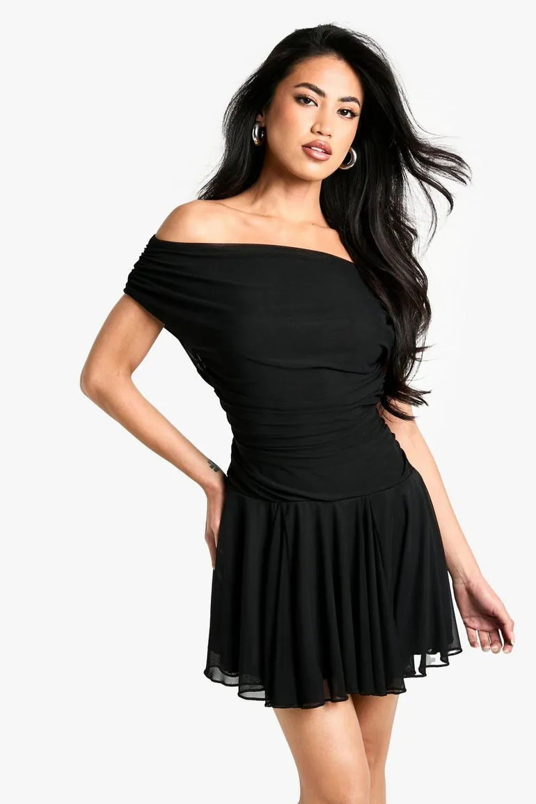 Ruched Pleated Hem Mini Dress - 2