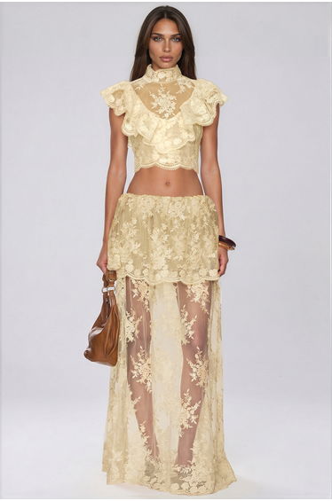 Fergal Lace Ruffle Floral Skirt Set