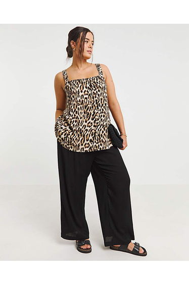 Leopard Crinkle Strap Cami