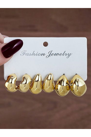 Pack of 3 - Gold Hoop Earrings