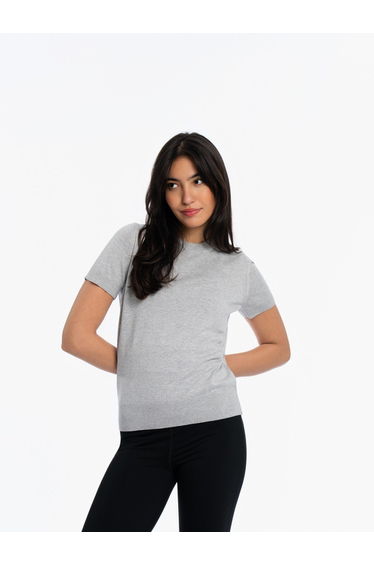 Knitted Short Sleeve Top - GREY