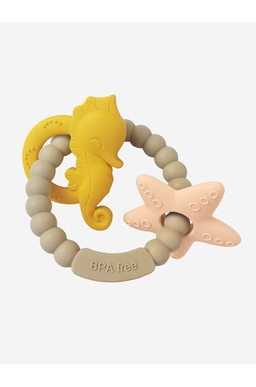 Baby Seahorse and Starfish Teether in Brown