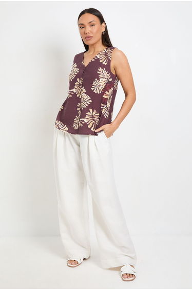 Palm Print Button Cami Top