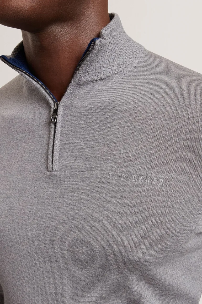 CLOUDEN Branded Merino Half Zip Mid-Grey - 3