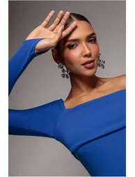Goddiva One Shoulder Scuba Jumpsuit - Royal Blue - 2