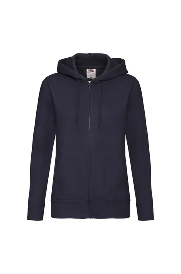Fruit Of The Loom Ladies Lady-Fit Hooded Sweatshirt Jacket - Deep Navy