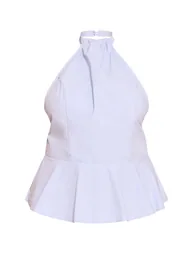 Plus Baby Blue Woven Peplum Hem Jumpsuit - 4