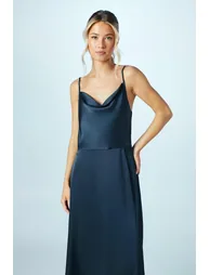 Teen Cowl Front Waterfall Skirt Dress - 1