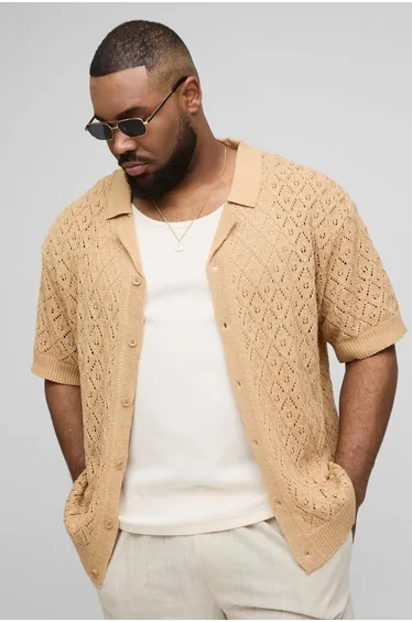 قميص ريفير بونتيل بتصميم واسع بطبعة - للمقاسات الكبيرة