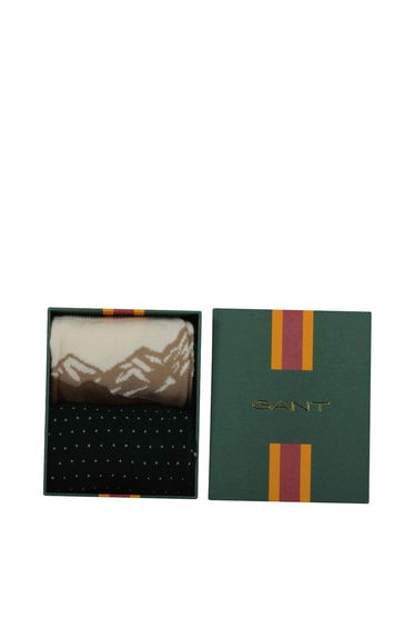 Mountain Scenery Socks 2-Pack Tartan Green