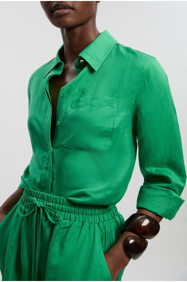 Viscose Linen Woven Long Sleeve Shirt