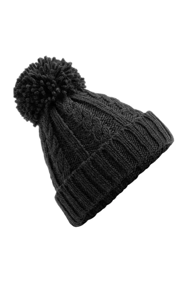 Beechfield Cable Knit Melange Beanie - Black