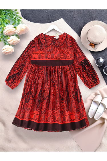 All-Over Printed Peter Pan Collared A-Line Dress