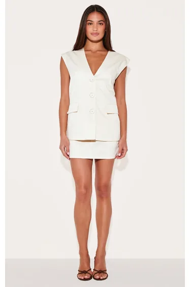 Cream Tailored Woven Mini Skirt