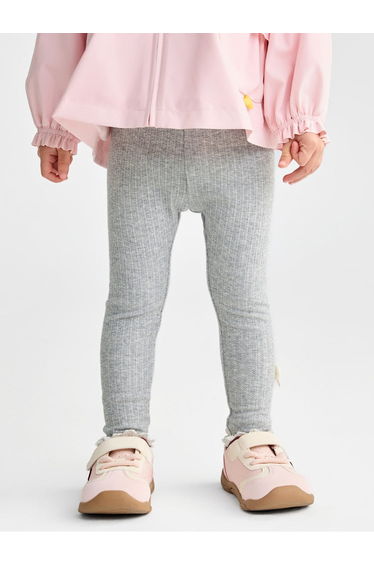 Girls' Ribbed Leggings With Bow Accent