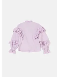 Lea Purple Broderie Frill Woven Top - 4