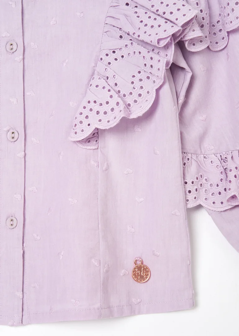 Lea Purple Broderie Frill Woven Top - 5