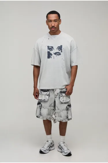 Parachute Extreme Washed Multi Cargo Shorts - white