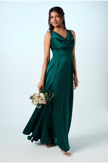 Coast Honoured Petite Sleeveless Cowl Neck Satin Maxi Dress